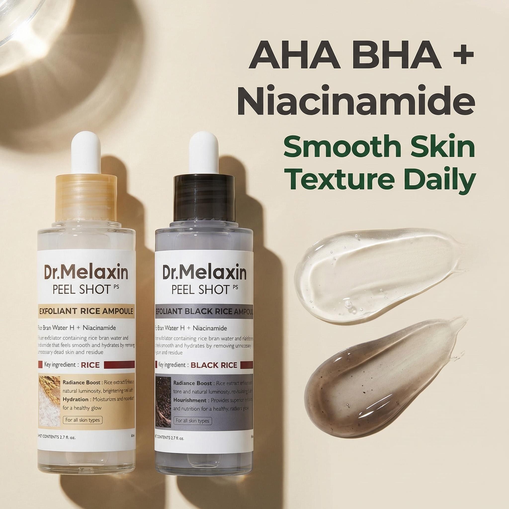Aha Bha Exfoliant - Ampul Eksfoliasi Beras Hitam 80ml, Ekstrak
